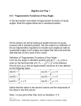 Algebra and Trig. I 4.4 – Trigonometric Functions of Any Angle In the