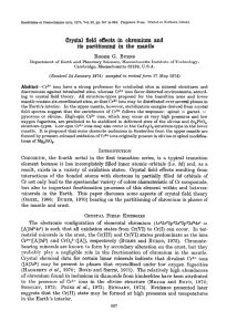 Crystal field effects in chromium and its partitioning in the mantle