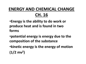 Thermochemistry ch 16 energy diagrams phase