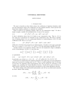 Universal Identities I