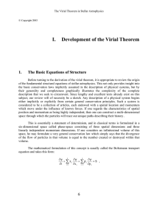 I. Development of the Virial Theorem
