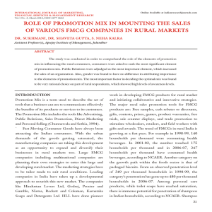 role of promotion mix in mounting the sales of various fmcg
