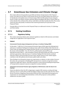 3.7 Greenhouse Gas Emissions and Climate Change