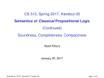 CS 512, Spring 2017, Handout 05 [1ex] Semantics of Classical