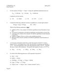 CHEMISTRY 102 Spring 2012 Hour Exam III Page 20 1. For the
