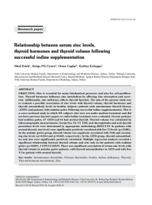 Relationship between serum zinc levels, thyroid hormones and