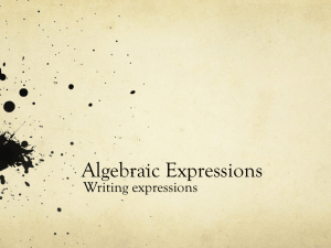 Algebraic Expressions