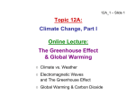 Topic 12A: Climate Change, Part I Online Lecture: The Greenhouse