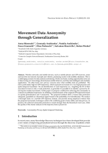 Movement Data Anonymity through Generalization