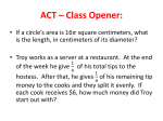 ACT – Class Opener: Recall: Polynomial Function