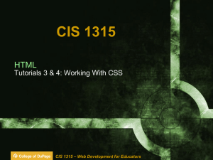 CIS 1315 – Web Development for Educators