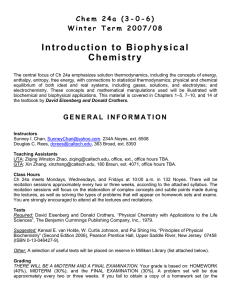 Introduction to Biophysical Chemistry