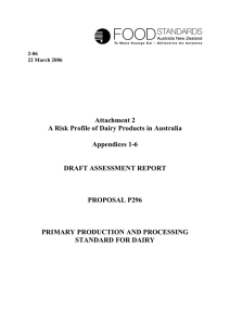Attachment 2 A Risk Profile of Dairy Products in Australia