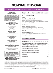 approach to Personality disorders in Primary care