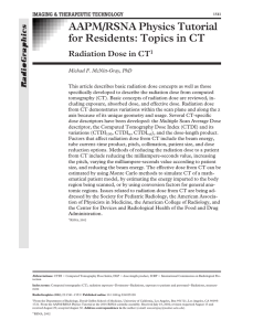 AAPM/RSNA Physics Tutorial for Residents: Topics in CT