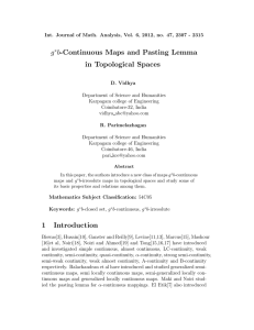 g∗b-Continuous Maps and Pasting Lemma in Topological Spaces 1