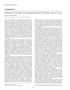 Commentary Evolution in the light of developmental and cell biology
