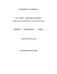 UNIVERSITY OF KERALA First Degree Programme in Chemistry