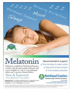 Melatonin - Nutritional Frontiers