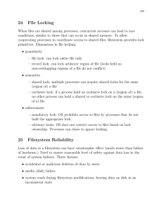 24 File Locking 25 Filesystem Reliability