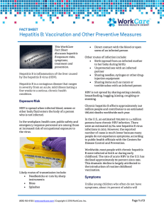 Hepatitis B: Vaccination and Other Preventive Measures