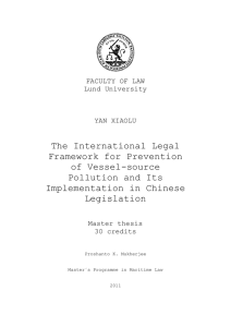 The International Legal Framework for Prevention of Vessel