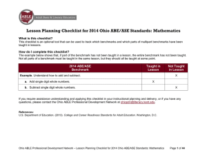 Lesson Planning Checklist for 2014 Ohio ABE/ASE