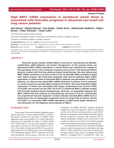 High BMI1 mRNA expression in peripheral whole