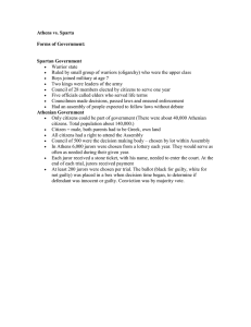 Athens vs. Sparta Forms of Government: Spartan Government