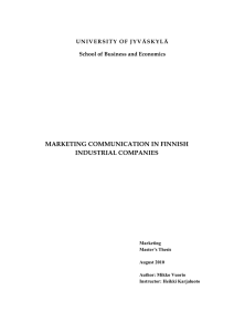 marketing communication in finnish industrial companies