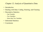 Ch 12: Analysis of Quantitative Data
