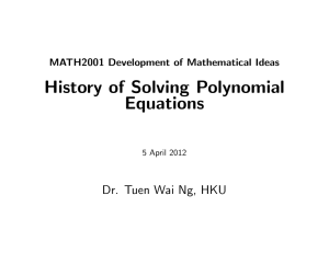 History of Solving Polynomial Equations