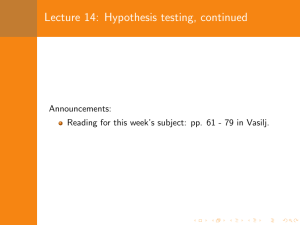 Lecture 14: Hypothesis testing, continued