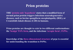 (BSE), or Creutzfeldt-Jakob disease (CJD) in humans. Prion proteins