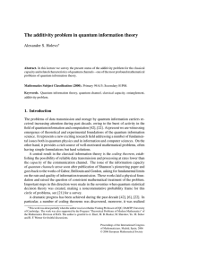 The additivity problem in quantum information theory