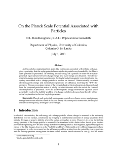 On the Planck Scale Potential Associated with Particles