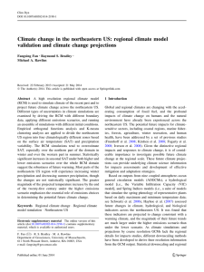 Climate change in the northeastern US: regional climate model