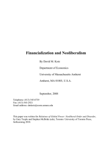 Financialization and Neoliberalism