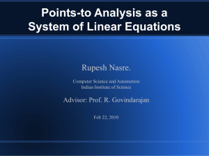 Pointer Analysis as a System of Linear Equations.