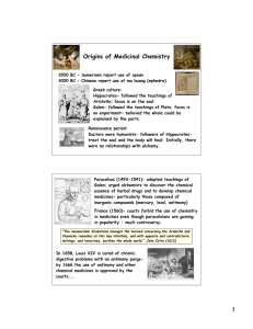 Origins of Medicinal Chemistry