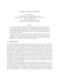 A Logic of Explicit Knowledge - Lehman College