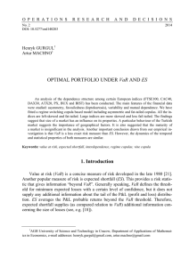 OPTIMAL PORTFOLIO UNDER VaR AND ES 1. Introduction