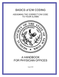 BASICS of E/M CODING A HANDBOOK FOR PHYSICIAN OFFICES