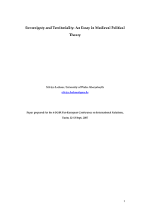 Sovereignty and Territoriality: An Essay in Medieval Political Theory