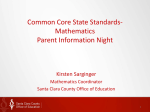 Common Core State Standards- Mathematics Parent Information Night