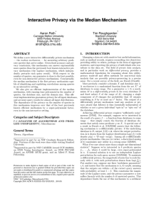 Interactive Privacy via the Median Mechanism