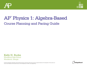 AP Physics 1 Course Planning and Pacing Guide by Kelly H. Burke