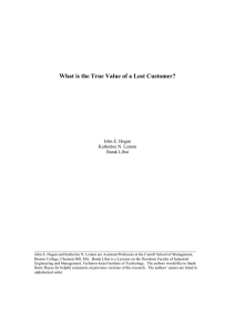 What is the True Value of a Lost Customer?