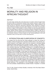 MORALITY AND RELIGION IN AFRICAN THOUGHT