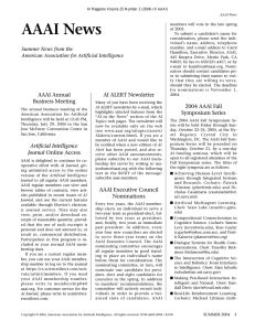 AAAI News - Association for the Advancement of Artificial Intelligence